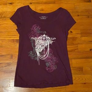 Daisy Fuentes Purple Short Sleeves Top Size Medium